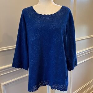 Rebecca Malone Royal Blue Textured Plus Top